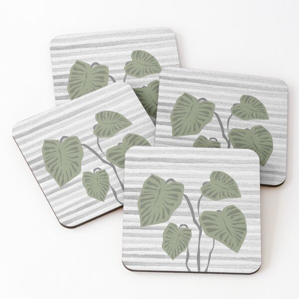 Item preview, Japandi Design with Grey Stripes with Green Leaves designed and sold by Coralgb.