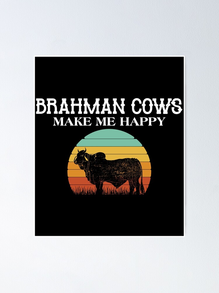 Happy Brahman Cow Cattle Farmer print | Poster