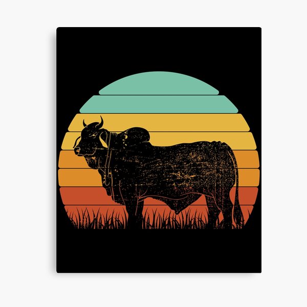 Item preview, Retro Sunset Cow Farmer Brahman Cattle design designed and sold by jakehughes2015.