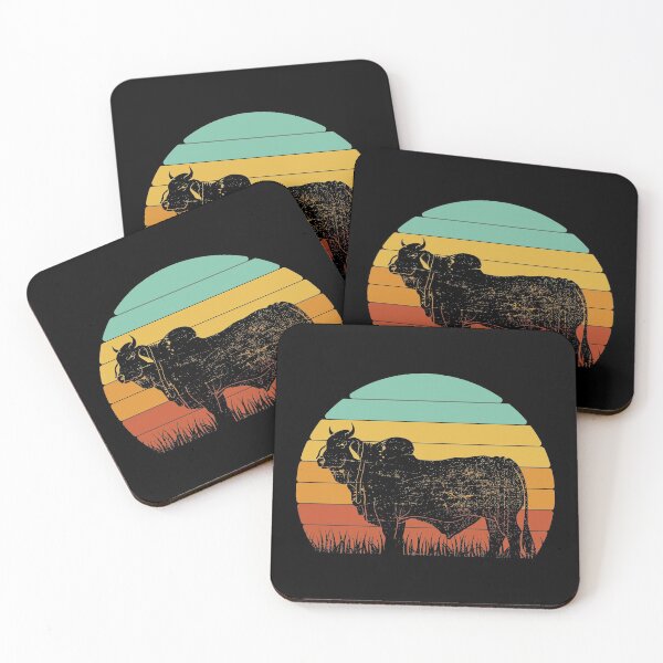 Item preview, Retro Sunset Cow Farmer Brahman Cattle design designed and sold by jakehughes2015.