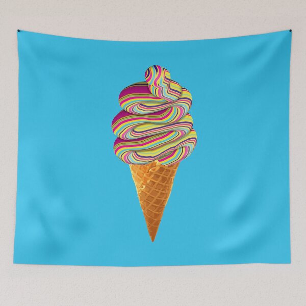 Item preview, Trippy Soft Serve Icecream Cone Digital Illustration (Blue Background) designed and sold by Ciara Shortall.