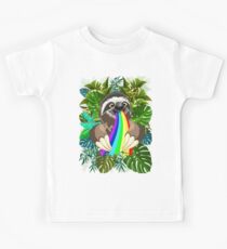 Sloth Spitting Rainbow Colors Kids Tee