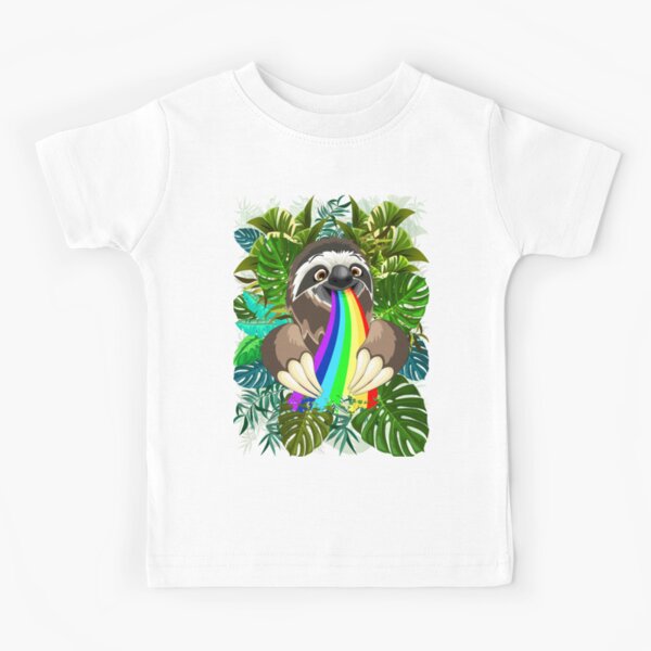 Sloth Spitting Rainbow Colors Kids T-Shirt