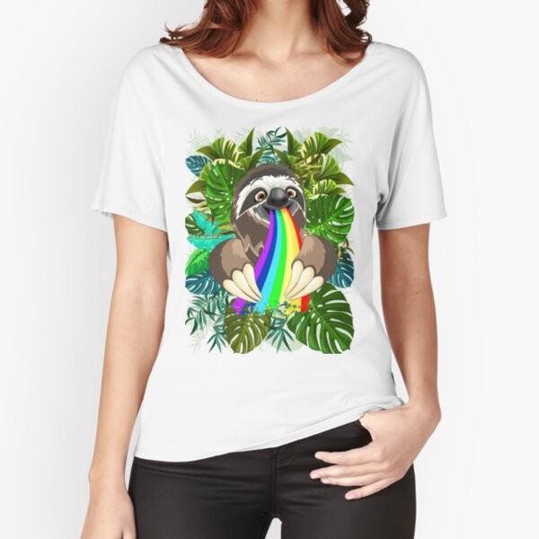 Sloth Spitting Rainbow Colors Relaxed Fit T-Shirt