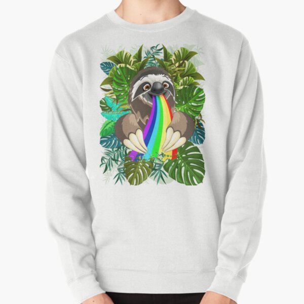 Sloth Spitting Rainbow Colors Pullover Sweatshirt