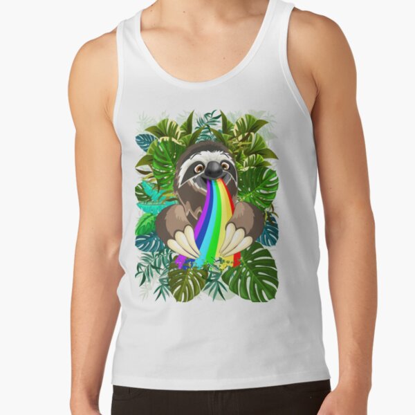 Sloth Spitting Rainbow Colors Tank Top
