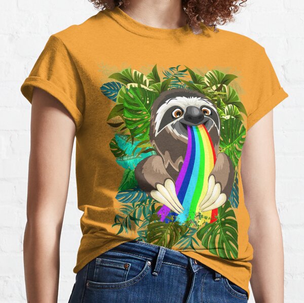 Sloth Spitting Rainbow Colors Classic T-Shirt