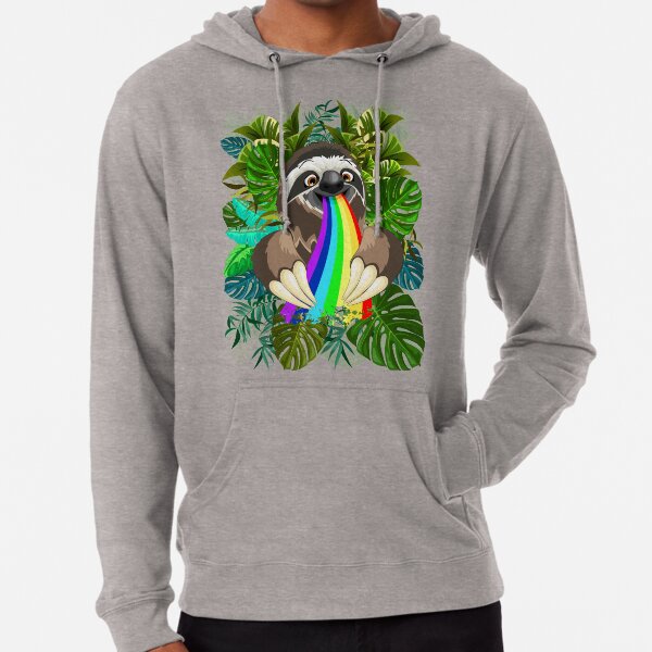 Sloth Spitting Rainbow Colors Lightweight Hoodie