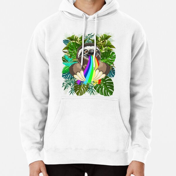 Sloth Spitting Rainbow Colors Pullover Hoodie