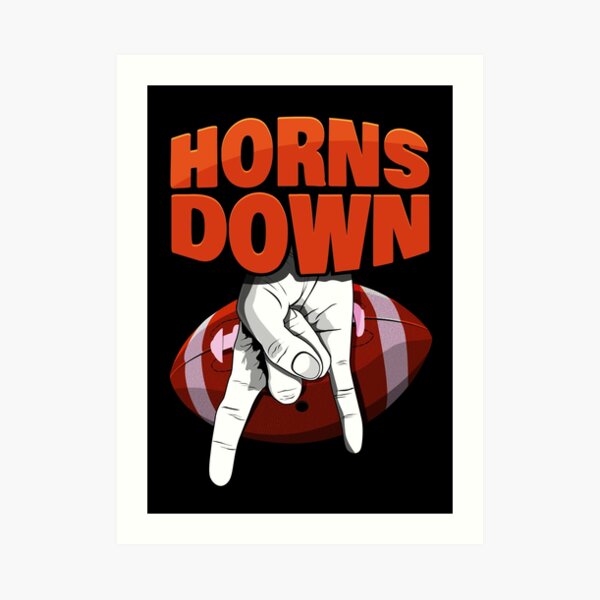 "Horns Down Football Hand sign gift for fans Black Version" Art Print