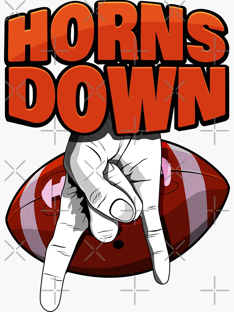 "Horns Down Football Hand sign gift for fans Black Version" Sticker