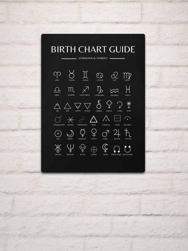 Astrology Symbols Guide Wall Art Birth Chart Guide Natal Chart Learning Unique Horoscope print Zodiac Signs Wall Decor Signs Metal Print