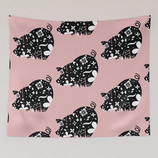 Item preview, Mini Pig Love - Black and White Piggy designed and sold by jrobdesignz.