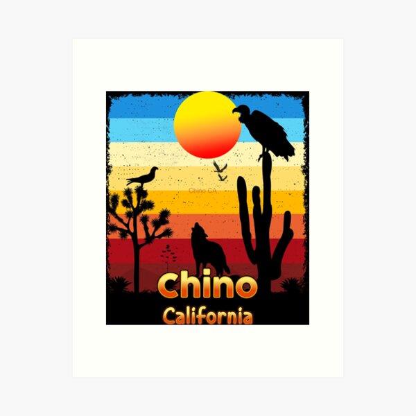 Vista previa del artículo con la obra «Chino California CA Atardecer Coyote Buitre Cactus Desierto Californiano», diseñado y vendido por Cuatrocaminos.