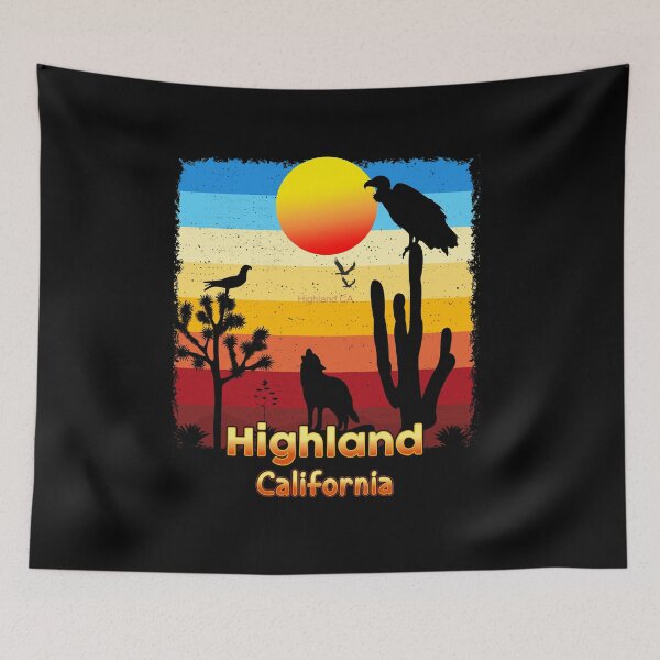 Item preview, Highland California CA Sunset Coyote  Vulture Cactus Desert Californian designed and sold by Cuatrocaminos.