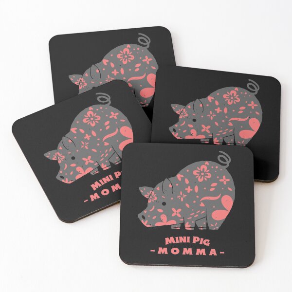 Item preview, Mini Pig Mom - Grey and Coral Pink Flower Pig designed and sold by jrobdesignz.