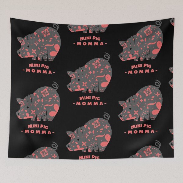 Item preview, Mini Pig Mom - Grey and Coral Pink Flower Pig designed and sold by jrobdesignz.