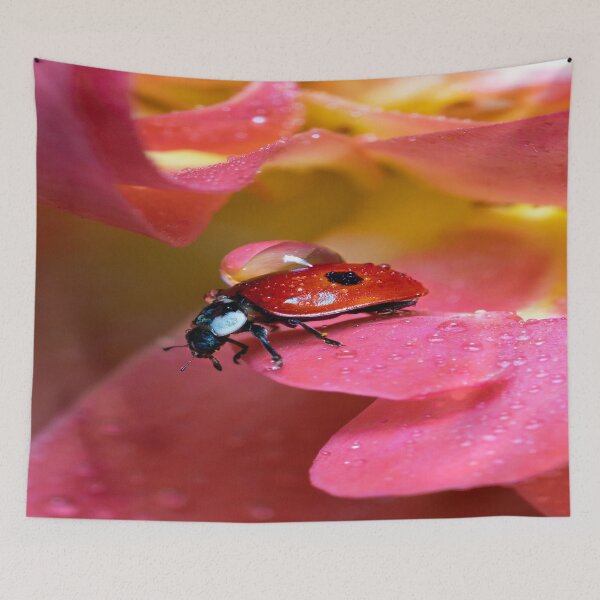 Item preview, Pink Lily Flower Crawling Ladybug designed and sold by TheWildFlix.