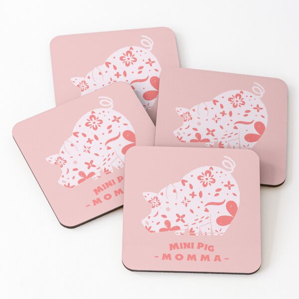Item preview, Mini Pig Mom - Baby Pink and Coral Pink Flower Pig designed and sold by jrobdesignz.
