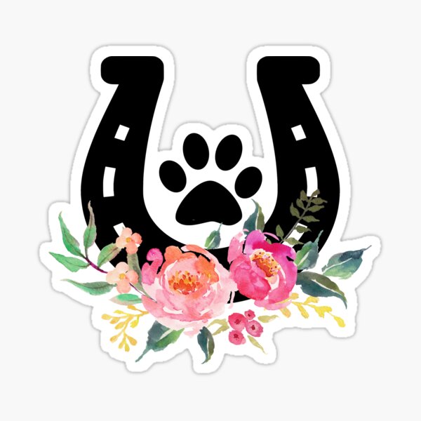 Vista previa del artículo con la obra «Huella floral de herradura para amantes de los caballos y los perros», diseñado y vendido por winkingstar.
