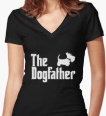 The Dogfather Copyright © BonniePortraits on Redbubble.com Women's Fitted V-Neck T-Shirt