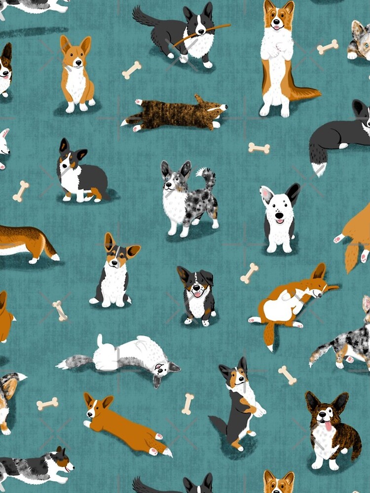 Cardigan Corgi Pattern on Teal iPhone Case