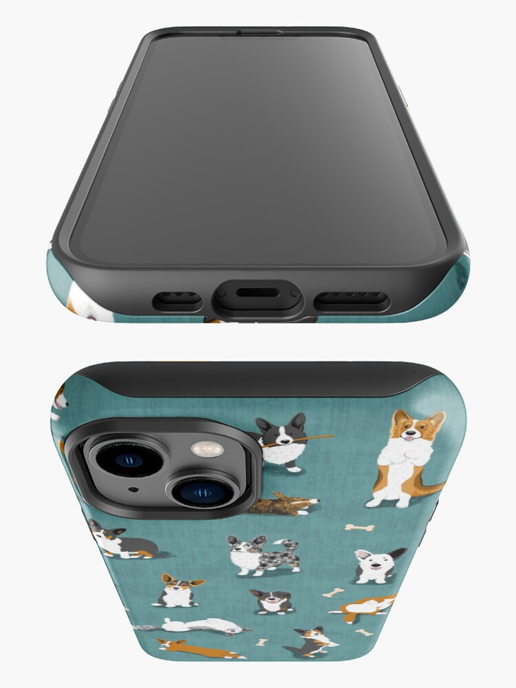 Cardigan Corgi Pattern on Teal iPhone Case
