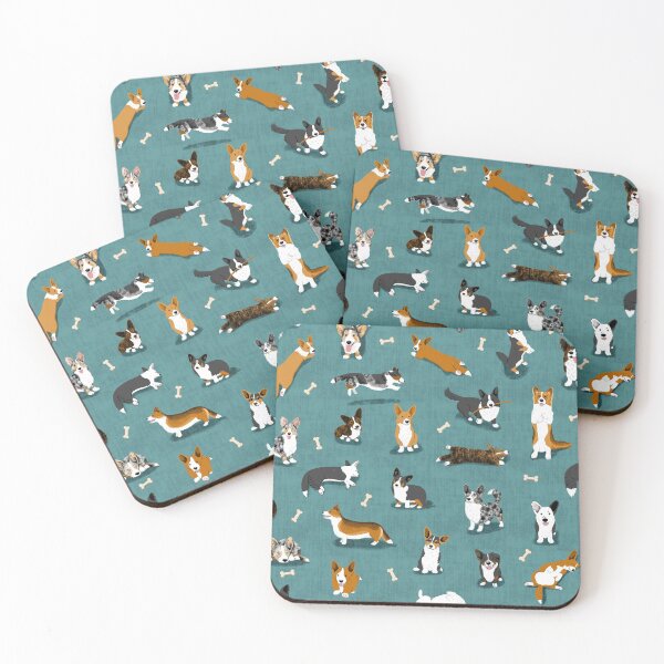 Item preview, Cardigan Corgi Pattern on Teal designed and sold by BexMorleyArt.