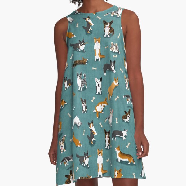 Artikel-Vorschau von Cardigan Corgi-Muster auf Teal, designt und verkauft von BexMorleyArt.