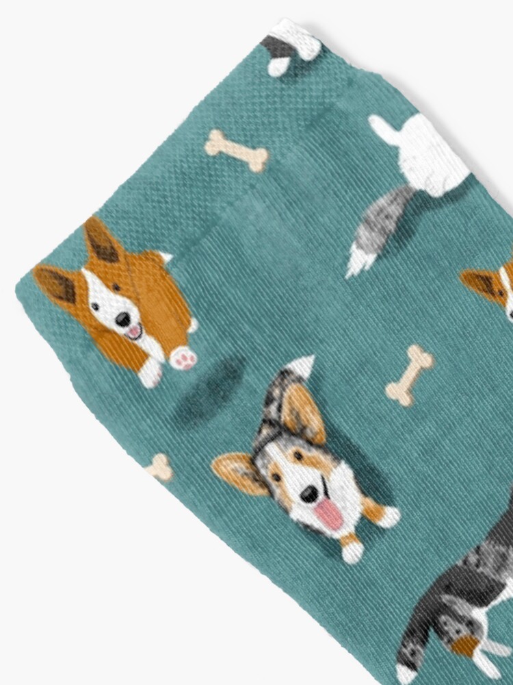 Alternate view of Cardigan Corgi Pattern on Teal Socks