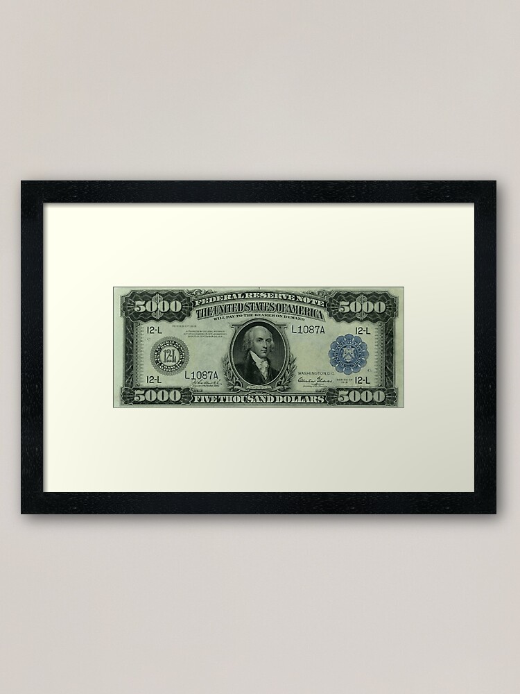 $5000 US Dollar Bill, President Madison, Federal Reserve Note | Poster