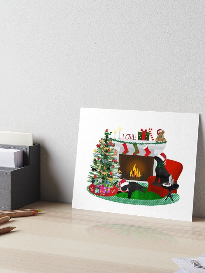 Night Before Christmas- Preppy Black Labs Greeting Card for Sale