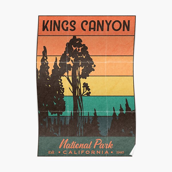 Kings Canyon National Park Retro Sunset Poster