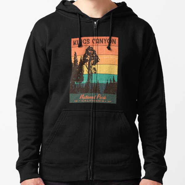 Kings Canyon National Park Retro Sunset Zipped Hoodie