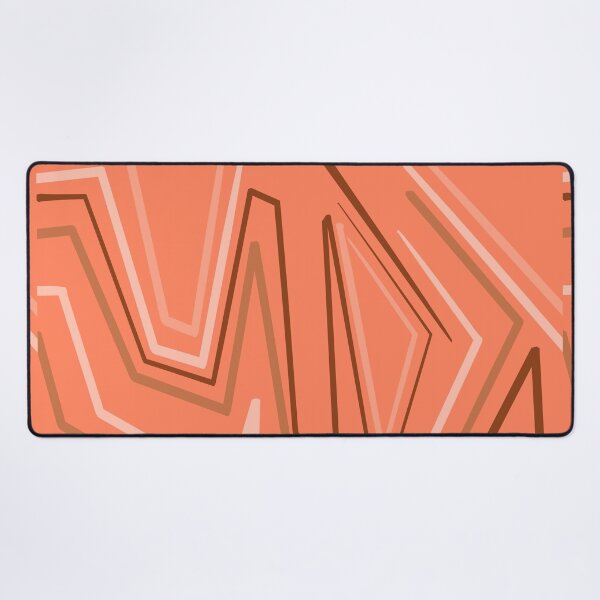 Electric Tangerine Funky Abstract Lines Desk Mat