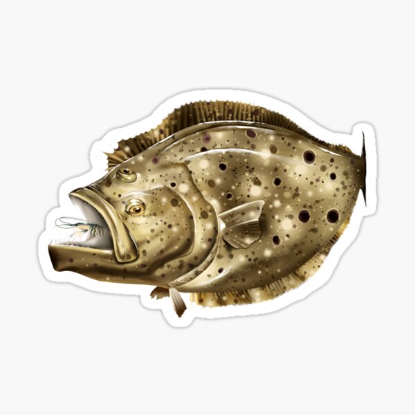 Mini Flounder Fishing Decal For Tumblers, Tackle Boxes etc.