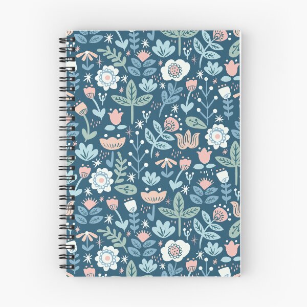 Item preview, Folk Florals in Blue designed and sold by latheandquill.