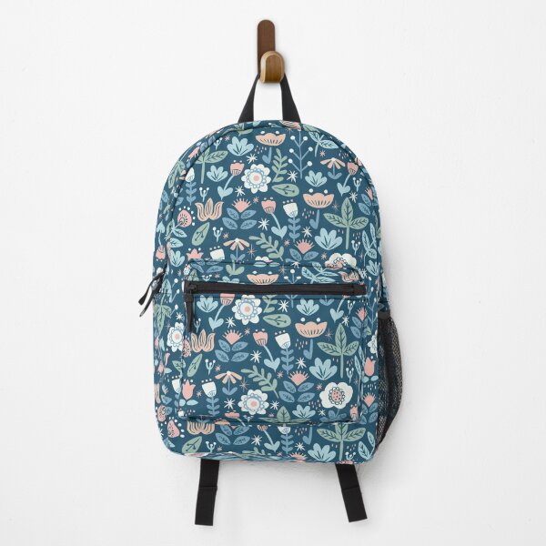 Item preview, Folk Florals in Blue designed and sold by latheandquill.