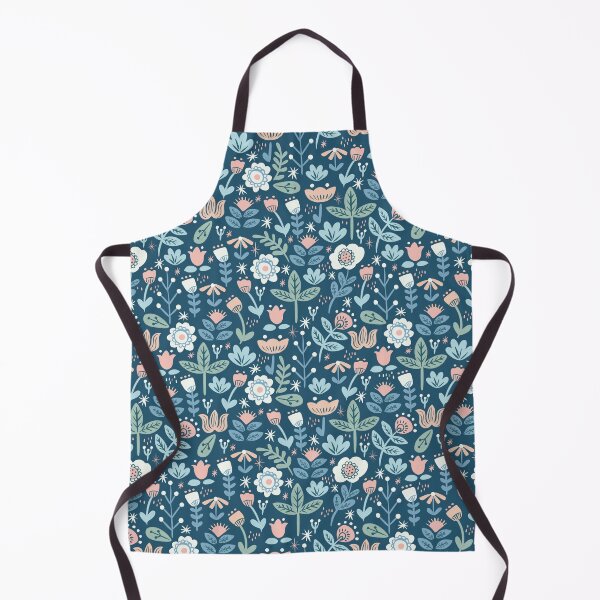 Item preview, Folk Florals in Blue designed and sold by latheandquill.