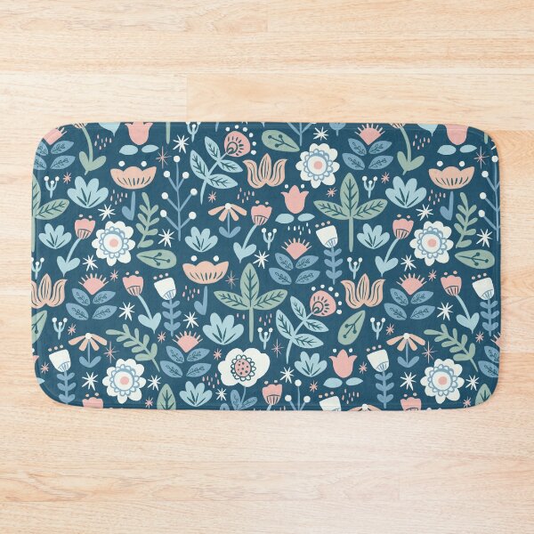 Item preview, Folk Florals in Blue designed and sold by latheandquill.