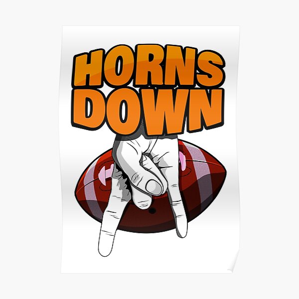 "Horns Down Football Hand sign gift for fans White Version" Poster