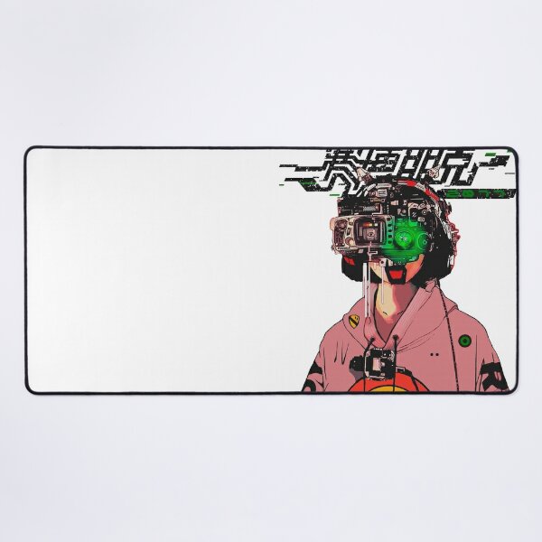 Vaporwave Gaming Desk Mat Cyberpunk City Mousepad Xxl, Neon Ninja