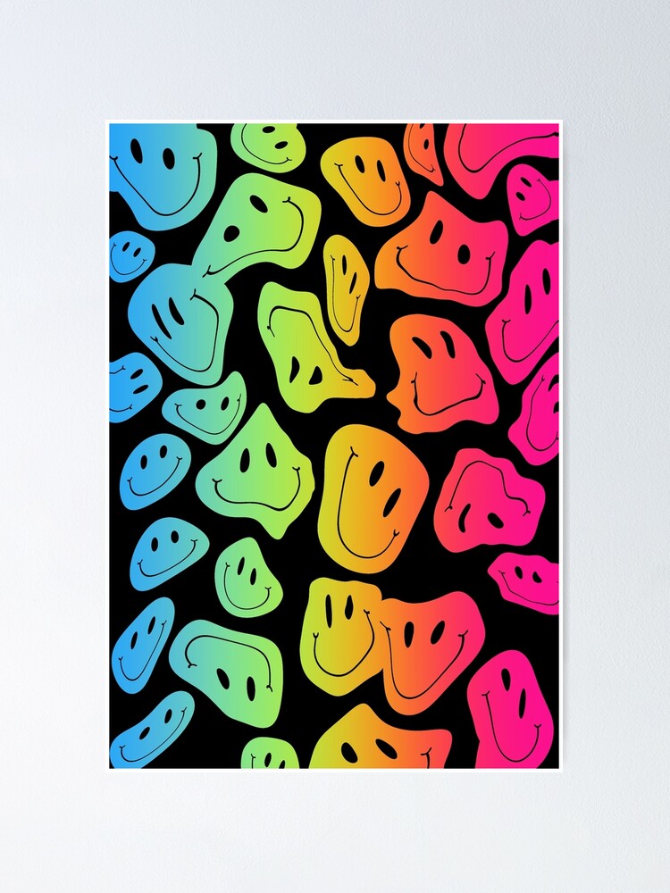 Drippy Melting Smiley - Rainbow