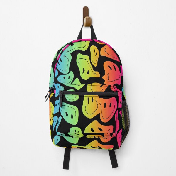 Preppy Backpack Smiley Face Bear Cartoon Print Backpack with Plushies Cute  Aesthetic Backpack Casual Daypack (Black)