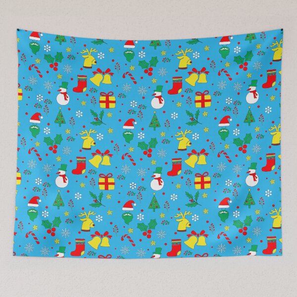 Item preview, Merry Christmas Pattern - Christmas Seamless Pattern on a blue background designed and sold by tshirtprod.