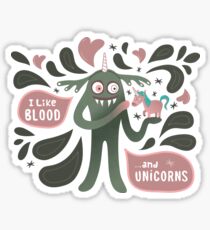 Spooky and cute vampire monster with unicorn Sticker