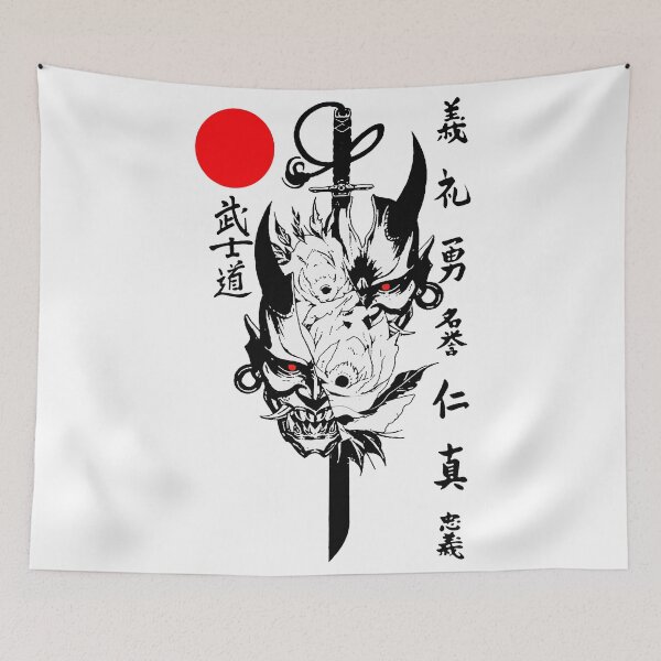 Item preview, Japanese Samurai Demon Mask Traditional Urban Style designed and sold by OWLvision33.