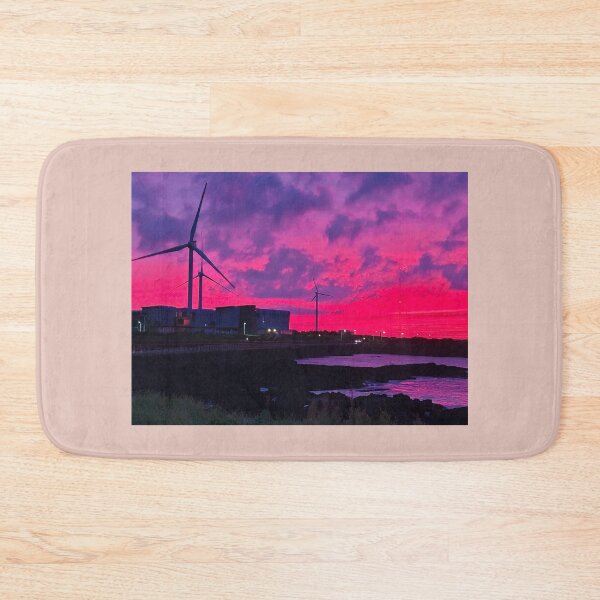Item preview, Sunset and windmills projected on the eastern seacoast of Jeju at sunset, Jeju Island.Korea. designed and sold by human8891.