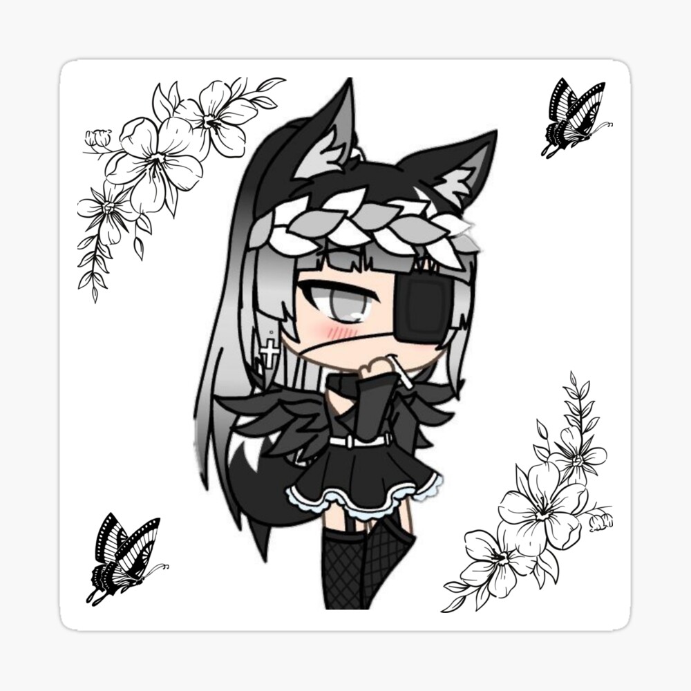 Gacha Girl - Black and White - Gacha Life Art Sticker