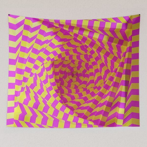 Item preview, Wormhole Pink Yellow Checks Optical Illusion designed and sold by bradm50.